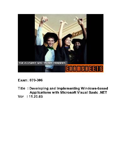 Developing and Implementing Windows-based Applications with Microsoft Visual Basic.NET (ver. 11.20.03)