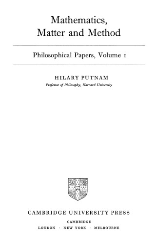 Philosophical Papers, Volume 1: Mathematics, Matter and Method