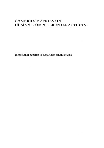 Information Seeking in Electronic Environments