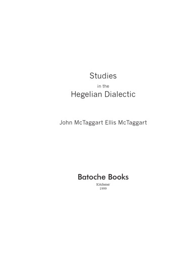 Studies in the Hegelian Dialectic