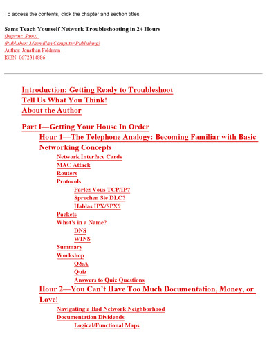 Sams Teach Yourself Network Troubleshooting in 24 Hours