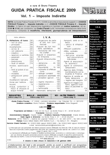 Guide pratica fiscale  2009 - Vol. 1 – Imposte Indirette