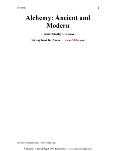 Alchemy Ancient and Modern