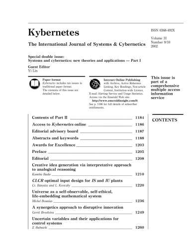 The International Journal of Systems & Cybernetics, Volume 31, Number 9 10, 2002