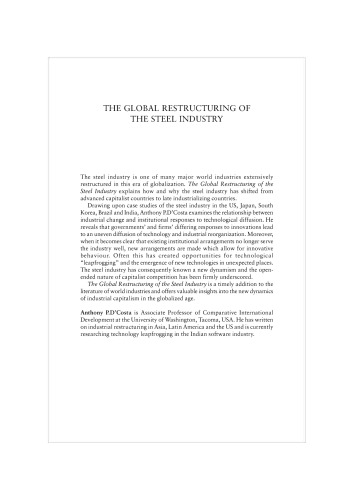 The Global Restructuring of the Steel Industry: Innovations, Institutions and Industrial Change (Routledge Studies in International Business and the World Economy, 13)