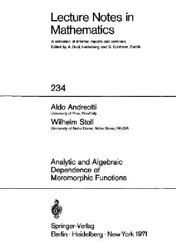 Analytic and algebraic dependence of meromorphic functions