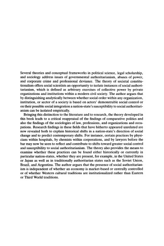 Theory of Societal Constitutionalism: Foundations of a Non-Marxist Critical Theory (American Sociological Association Rose Monographs)