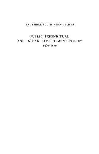 Public Expenditure and Indian Development Policy 1960-70