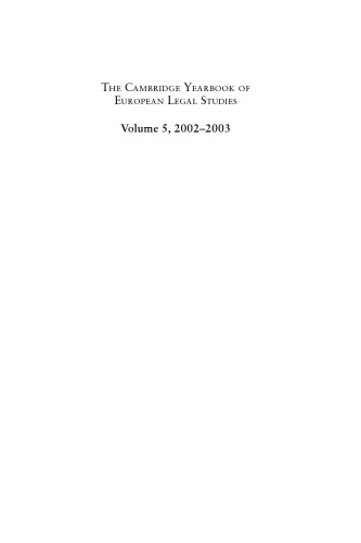 Cambridge Yearbook of European Legal Studies. Volume 05, 2002-2003