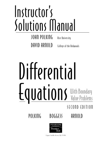 Instructors Solutions Manual for Differential Equations with Boundary Value Problems, 2 E