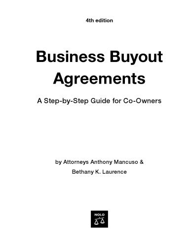 Business Buyout Agreements: A Step-by-step Guide for Co-Owners - 4th Edition