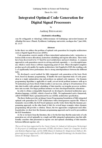 Integrated optimal code generation for digital signal processors