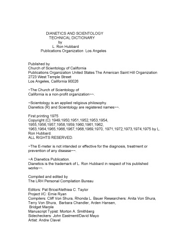 Dianetics and Scientology DictionaryIONARY