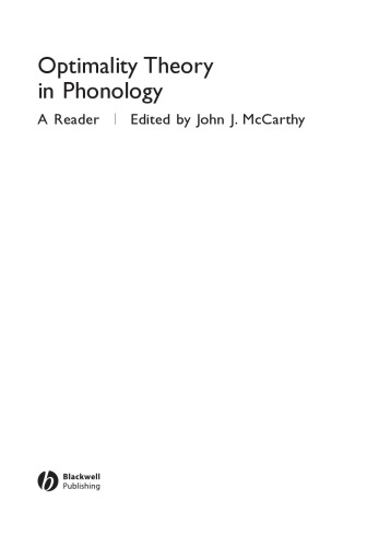 Optimality Theory in Phonology: A Reader