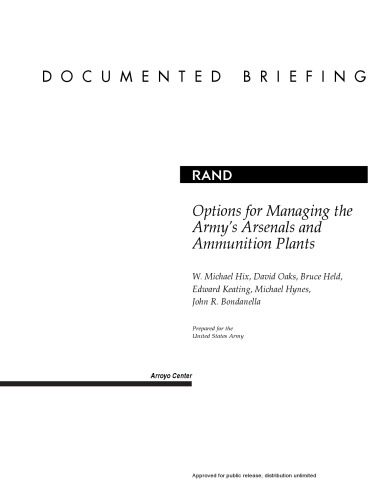 Options for Managing the Army's Arsenals and Ammunition Plants