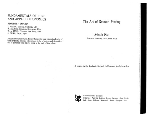 The Art of Smooth Pasting (Fundamentals of Pure and Applied Economics)