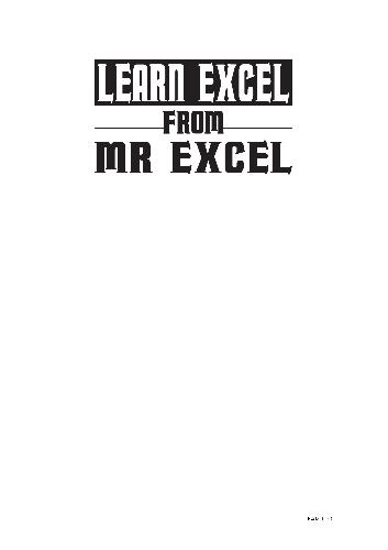 Learn Excel from Mr. Excel: 277 Excel Mysteries Solved