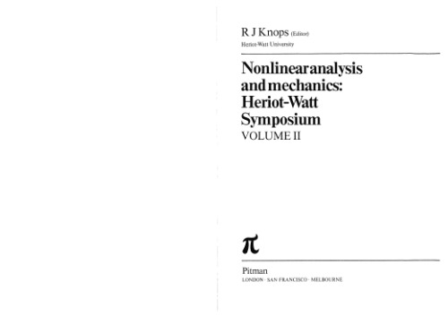 Nonlinear Analysis & Mechanics: Heriot-Watt Symposium, Volume II (Research Notes in Mathematics)