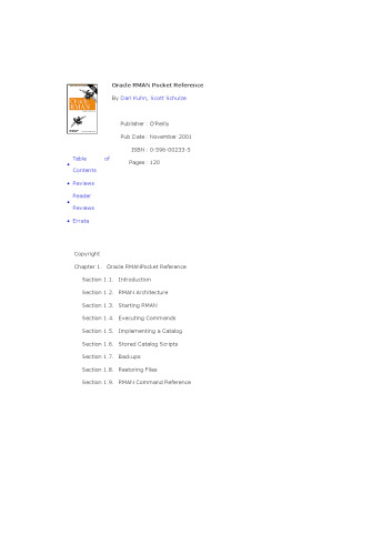 Oracle Rman Pocket Reference