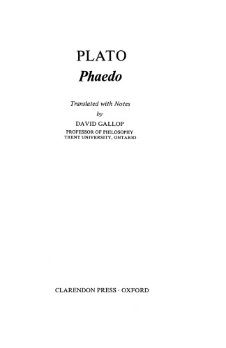 Phaedo (Clarendon Plato Series)