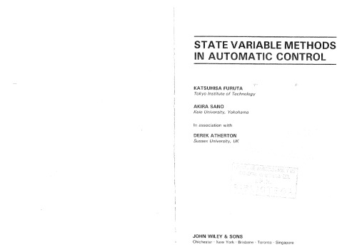 State Variable Methods in Automatic Control