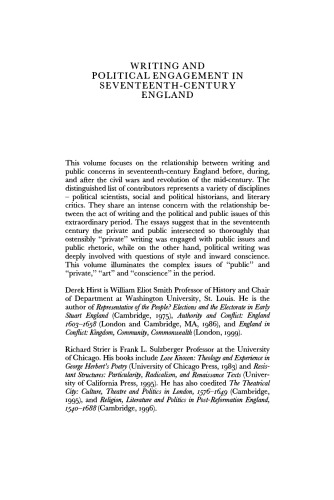 Writing and Political Engagement in Seventeenth-Century England