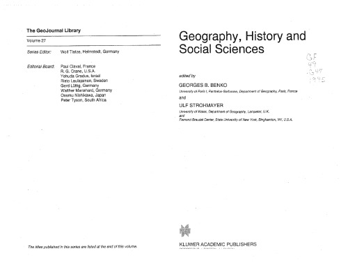 Geography, History and Social Sciences (GeoJournal Library)