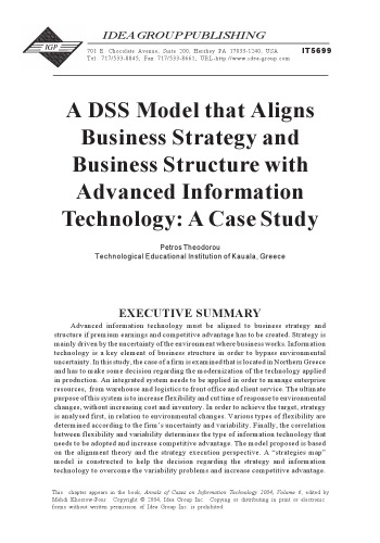 DSS Model That Aligns Business Strateegy and Business Structure with Advanced Information Technology: A Case Study