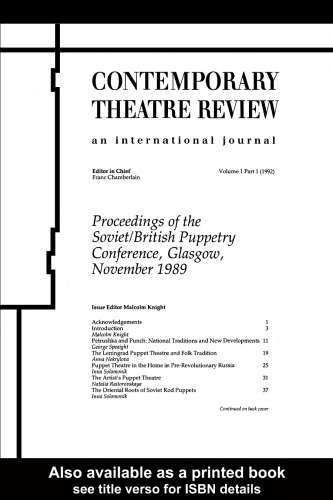 Proceedings of the Soviet British Puppetry Conference: Glasgow, November 1989 (Proceedings of the Soviet-British Puppetry Conference)