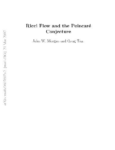 Ricci Flow and the Poincarry Conjecture