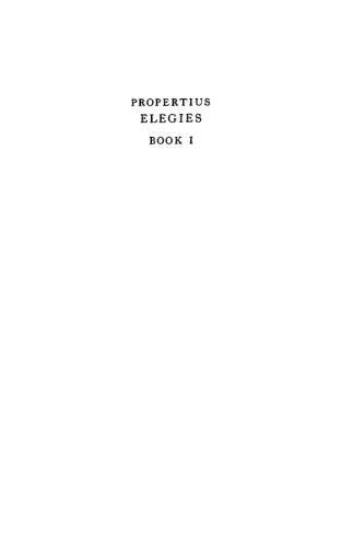 Propertius: Elegies: Book 1