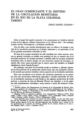 El grand comerciante y el sentido de la circulación monetaria en el Rio de la Plata colonial tardio