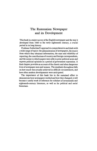 The Restoration Newspaper and its Development