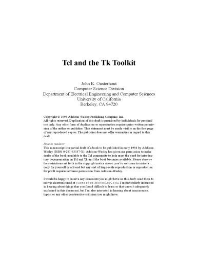 Tcl and the Tk Toolkit