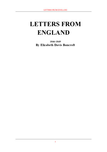 Letters from England 1846-1849