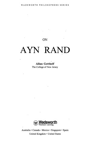 On Ayn Rand (Wadsworth Philosophers Series)