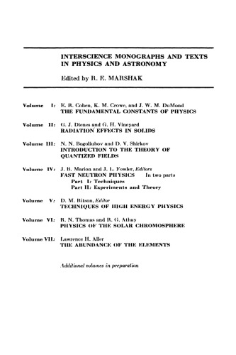 The abundance of the elements (Interscience monographs and texts in physics and astronomy)