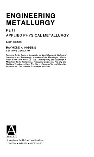 Engineering Metallurgy: Part 1