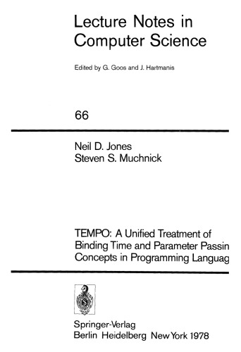 TEMPO: A Unified Treatment of Binding Time and Parameter Passing Concepts in Programming Languages