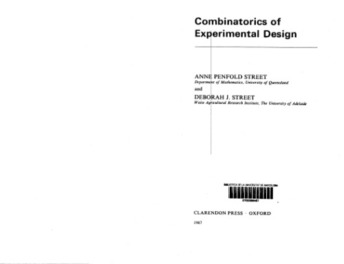 Combinatorics of Experimental Design (Oxford science publications)