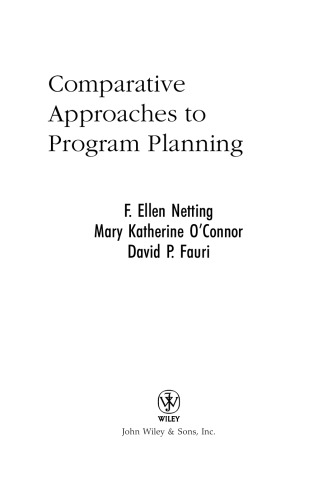 Comparative Approaches to Program Planning