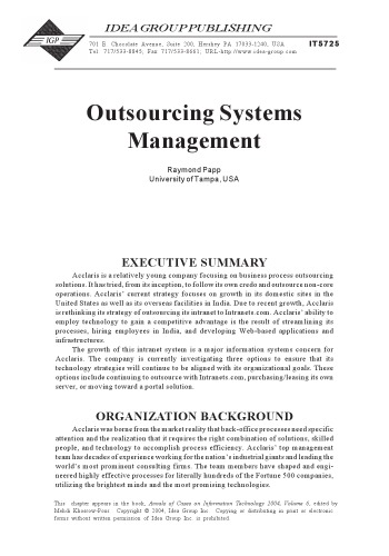 Outsourcing Systems Management