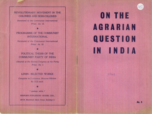 On the Agrarian Question in India - 1949