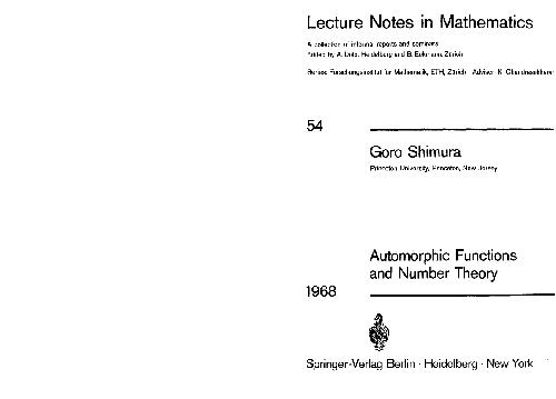 Automorphic Functions and Number Theory 