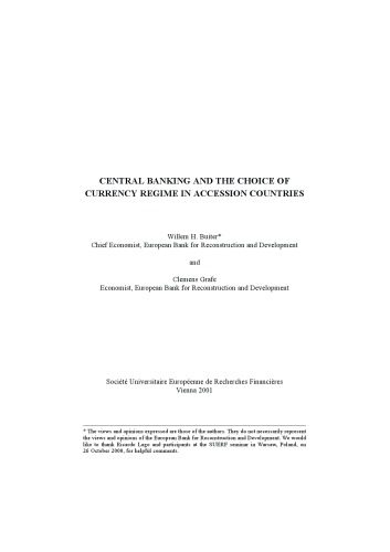 Central Banking and the Choice of Currency Regime in Accession Countries