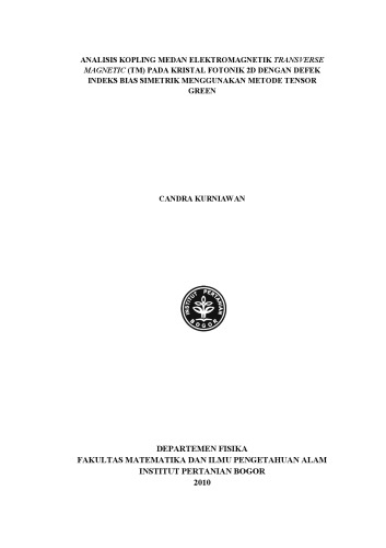 coupling analysis EM field TM in 2D Photonic Crystals using Green Method Approach (Bahasa Indonesia)