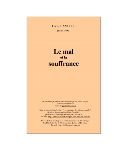 Le mal et la souffrance