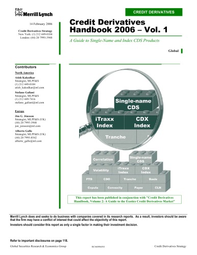 Credit Derivatives Handbook - Volume 1