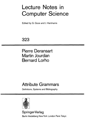 Attribute Grammars: Definitions, Systems and Bibliography