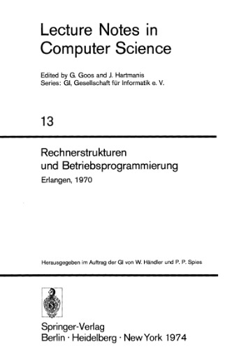 Rechnerstrukturen und Betriebsprogrammierung: Erlangen, 1970